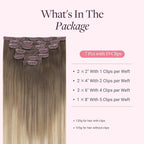 GOO GOO Clip in Hair Extensions Real Human Hair, Remy Human Hair Extensions Clip ins for Women, Natural Human Hair, 18inch 120g 7 Pcs, #9/18J/60 Chocolate Brown to Champagne Blonde Balayage
