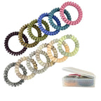 Spiral Hair Ties Set with Box-12Pcs,a Wonderful Gift for Ladies and Girls，Multicolor spiral No Damage hair quality,(12 Colors-5.5cm)