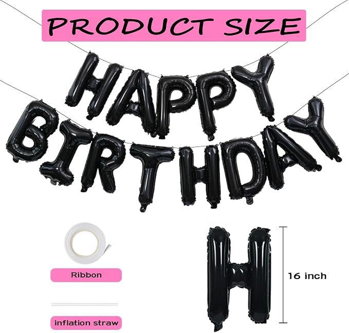 16" Happy Birthday Balloon Banner Foil - Image 2