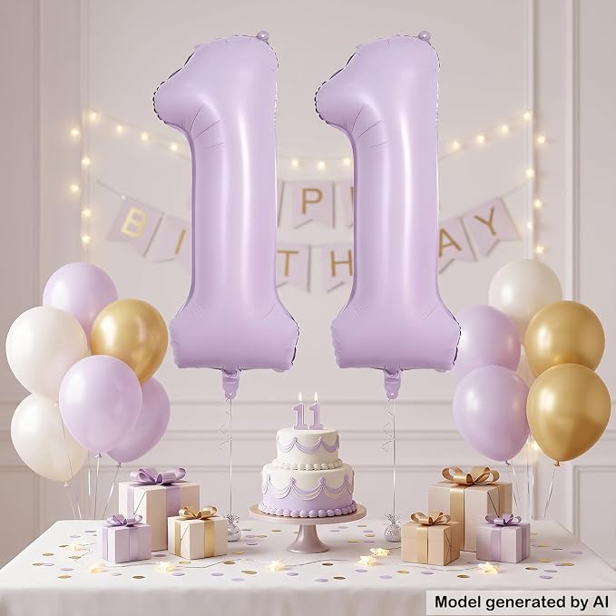 40" Pastel Purple Foil Number 11 Balloon - Image 3