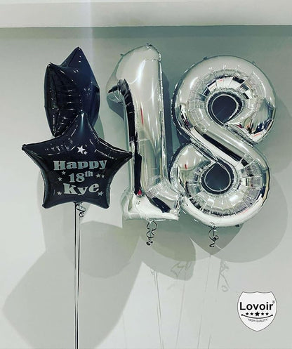Silver 18 Number Balloons, 40 Inch Giant Number 18 Balloons Foil Mylar Helium - Image 3
