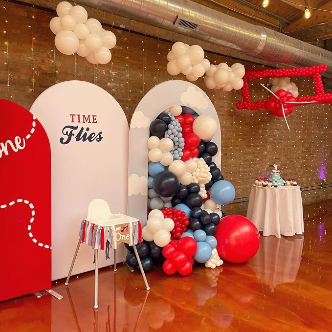 Airplane Balloon Garland Arch Kit 147pcs Navy Blue Red and Blue white Balloons - Image 5