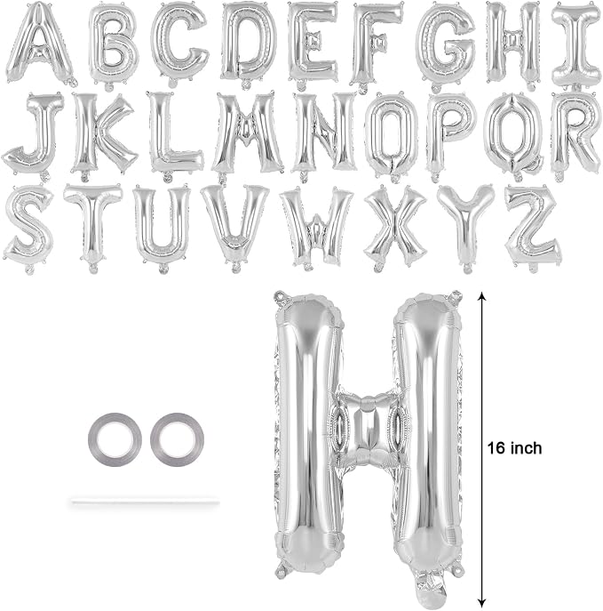 26 Pcs Silver Letter Balloons, 16 Inch Foil Alphabet Letter Balloons, Letter - Image 2