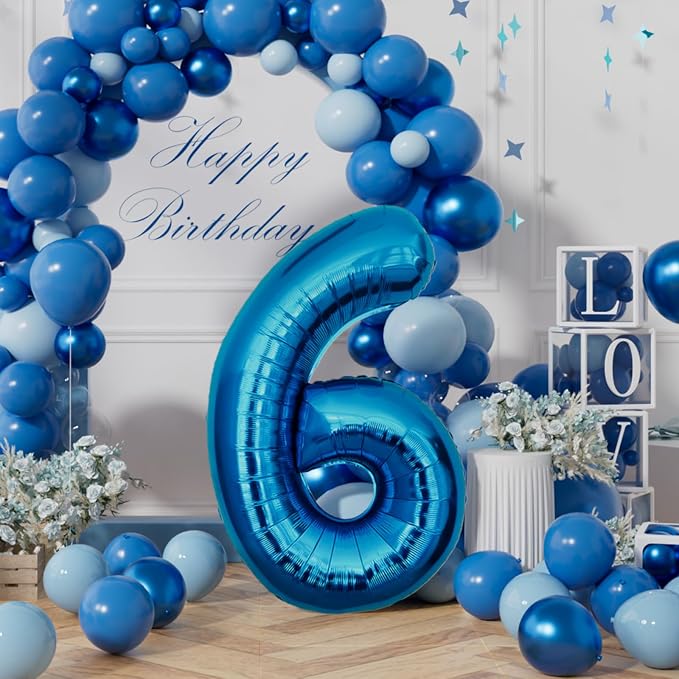 AULE 40 Inch 6 Blue Balloon Number Foil 0-9 Birthday Big Numbers | Birthday - Image 3