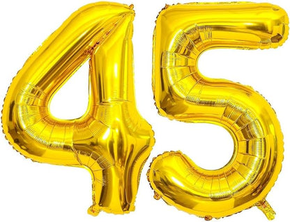 Gold 45 Number Balloons, 40 Inch Giant Number 45 Balloons Foil Mylar Helium by Lovoir