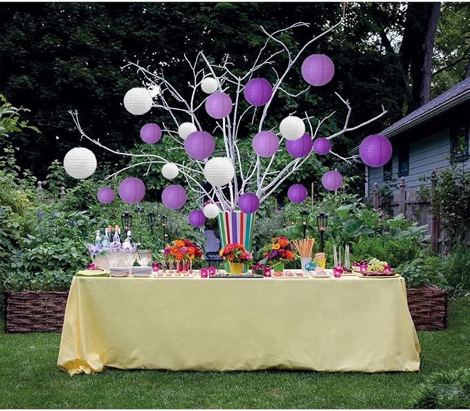 BEISHIDA Purple White Paper Lanterns 4/6/8/10/12 Inch Round Chinese Lamp | 10Pcs - Image 4