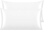 NTBAY 2 Pack Satin King Pillowcases for Hair and Skin, Luxurious and Silky Pillow Cases with Envelope Closure, 20x40 Inches, White