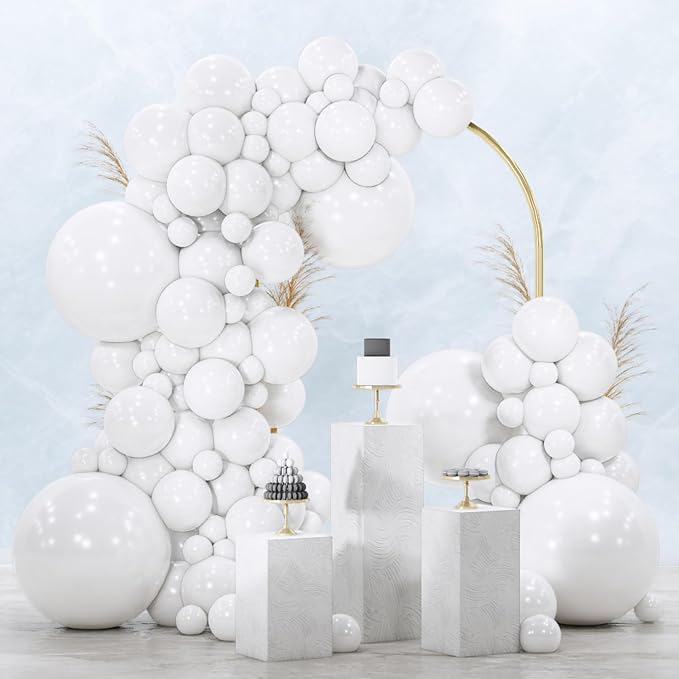 PartyWoo White Balloons 100pcs Matte White Latex Balloons Different Sizes | 18 by PartyWoo