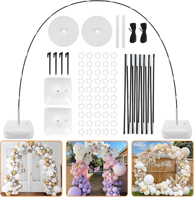 RUBFAC Balloon Arch Kit, 8ft Tall & 9ft Wide Adjustable Balloon Arch Frame Stand by RUBFAC