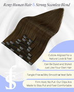 Full Shine Golden Brown Hair Extensions 18 Inch Golden Brown Clip in Extensions Clip in Hair Extensions Remy Human Hair 7 Pcs 135 G