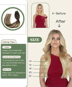 SURNEL Injected Tape in Hair Extensions Human 16 Inch Dark Brown to Dirty Blonde Real Hair Seamless Remy Invisible Tape in Extensions 20Pcs 35g(#2618,16)