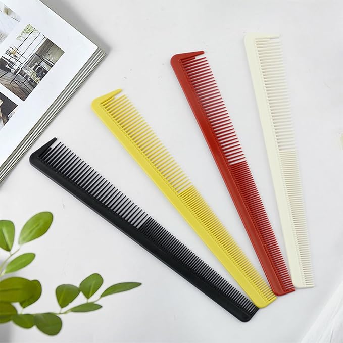 4 Pieces Taper Comb Set, Barber Hair Combs Anti Static Heat Resistant Cutting Comb Hairdressing Comb for Men Women Salon or Hotel Hair Care (Black/White/Red/Yellow)