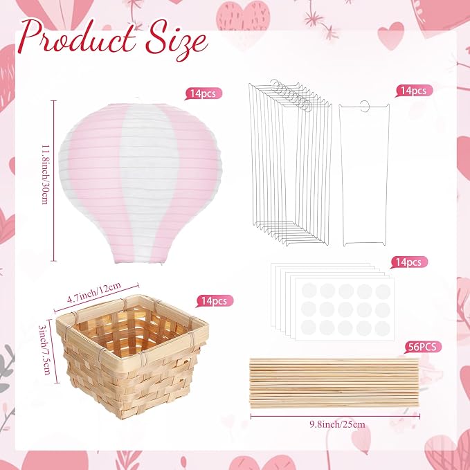 Meooeck 14 Sets Hot Air Balloon Tables Centerpieces, 11.8'' Paper Lantern Party - Image 2