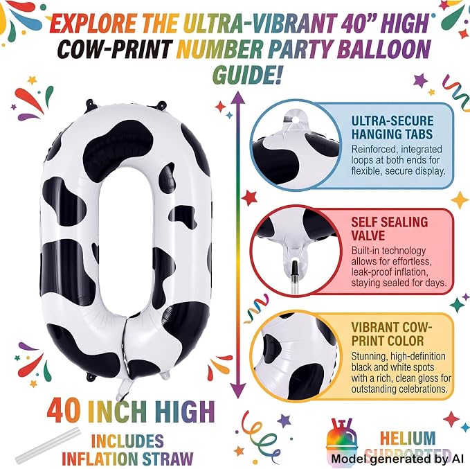 40 Inch Cow Print Number 10 Balloon - Image 2