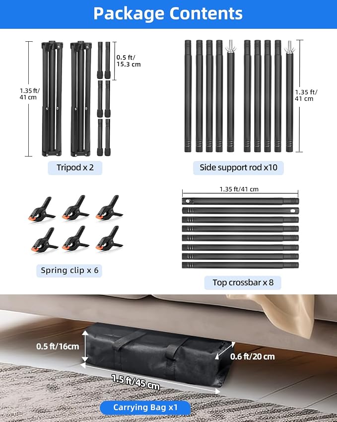 Hemmotop Backdrop Stand 10x8ft, Versatile Sizes Adjustable Banner Holder | Metal - Image 8