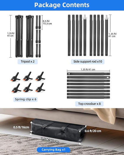 Hemmotop Backdrop Stand 10x8ft, Versatile Sizes Adjustable Banner Holder | Metal - Image 8