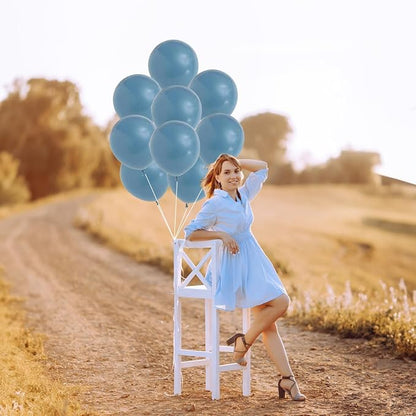Jobkoo Slate Blue Balloons, 12 Inch 30 Pcs Dusty Dark Teal Latex Matte Retro - Image 7