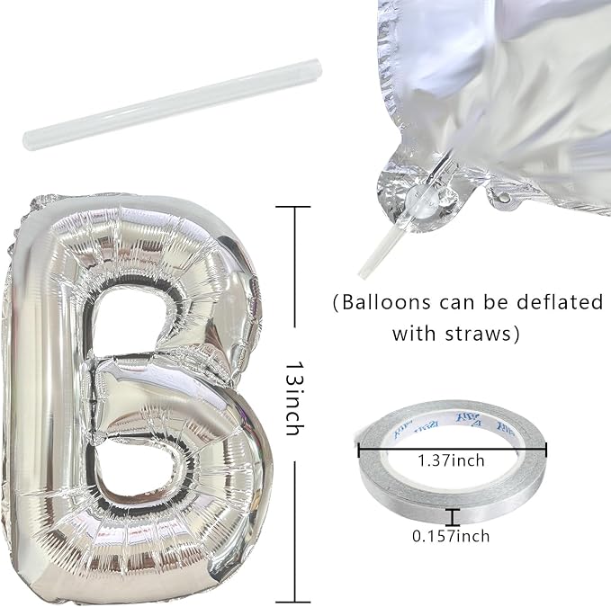 Silver Happy Birthday Balloon Banner Set -16 Inch Foil Letters Balloons - Image 2