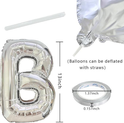 Silver Happy Birthday Balloon Banner Set -16 Inch Foil Letters Balloons - Image 2