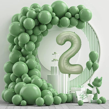 Number 2 Balloon, 40-Inch Sage Green Number Balloon | 40-inch foil balloon - Image 2