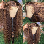 bangjazz 30 Inch Deep Wave Lace Front Wigs Human Hair 180% Density Highlight Ombre 13x4 Lace Frontal Wigs Human Hair HD Lace P4/27 Wigs for Black Women Human Hair Pre Plucked Curly Lace Front Wig
