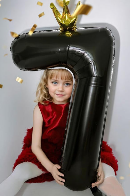 Black Number 6 Balloon with Crown, 40 inch Black Number Balloon 6th Birthday - Image 4