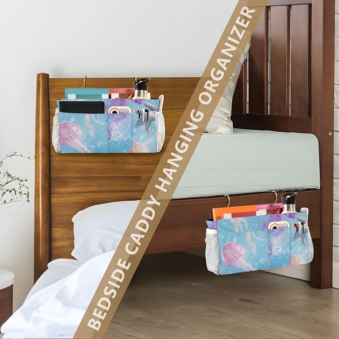 Bedside Caddy Metal Frame Hanging Organizer Bunk Bed Dorm Accessories Hook And - Image 7
