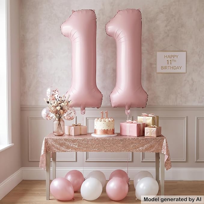 40" Light Pink Foil Number 11 Balloon - Image 4