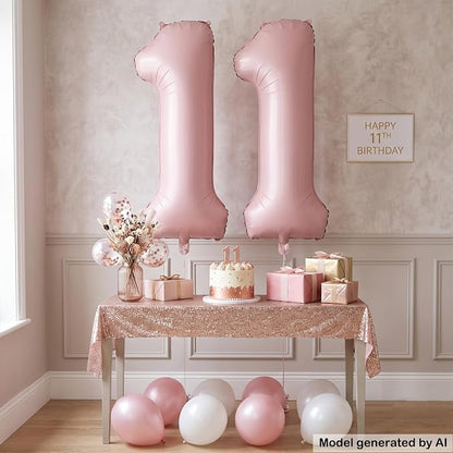 40" Light Pink Foil Number 11 Balloon - Image 4