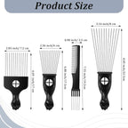 Sibba 4 Pack Metal Comb Afro Hair Pick Comb Set, Stainless Steel Wide Tooth Hair Picks for Natural Curly Coily, Fist Design Braid Styling Combs Afro Lift Picks Wig Detangler for Detangling Hairstyling