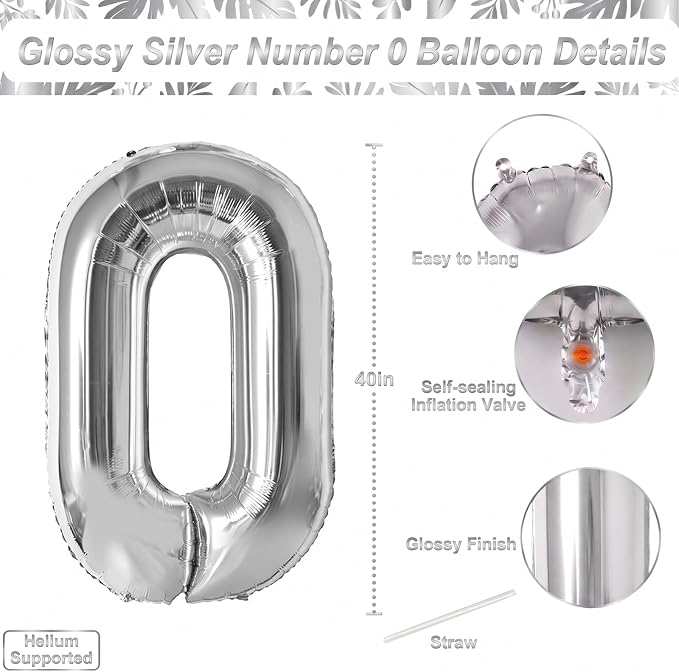 Silver Number 20 Balloon 40 Inch, Sleek Foil - Image 4
