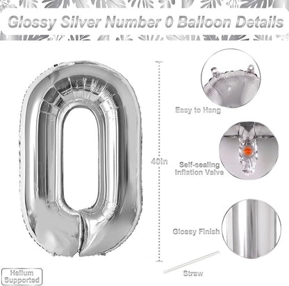 Silver Number 20 Balloon 40 Inch, Sleek Foil - Image 4