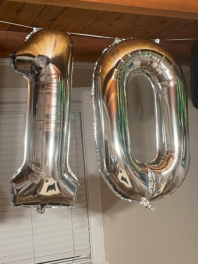 Big Number 0 Balloons Silver Birthday Party Decorations - Image 2