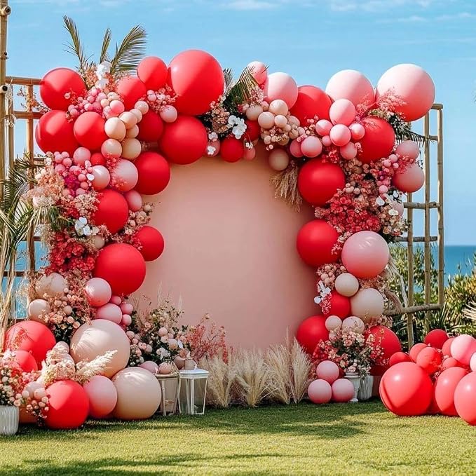 Red Balloons Double Stuffed Different Sizes Balloon Arch Kit | Dark Red Balloon - Image 8