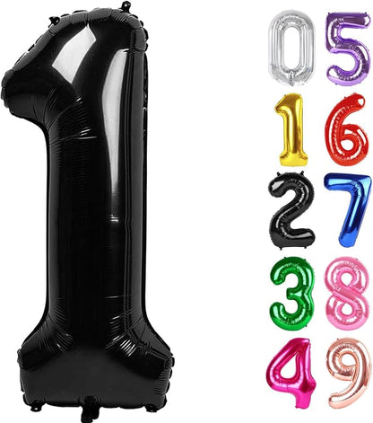 Black Number 1 Balloon 40 Inch, 1st Birthday Party Decorations Men Women | Foil by IWERP