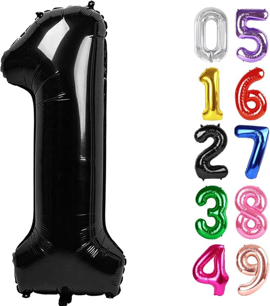 Black Number 1 Balloon 40 Inch, 1st Birthday Party Decorations Men Women | Foil by IWERP