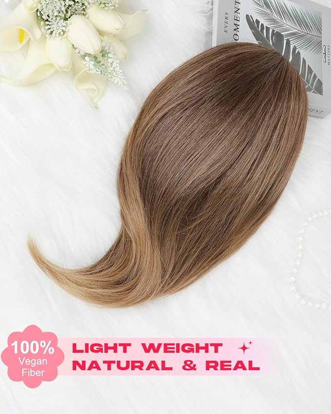 Ponytail Extension – 16” Claw Clip in Ponytail Hair Extensions Natural Soft Synthetic High Pony Tail Hairpieces for Women (Light Brown with Golden Ends, 16 inch)