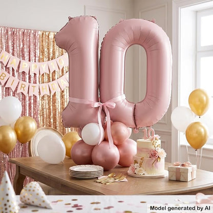 40" Light Pink Foil Number 10 Balloon - Image 5