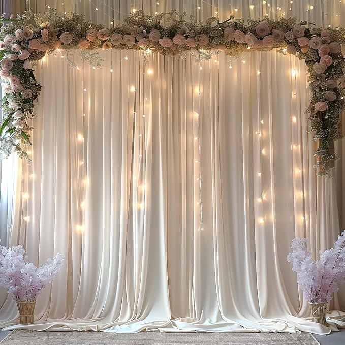 30x10ft Wrinkle Free Ivory Backdrop Curtain - Image 2