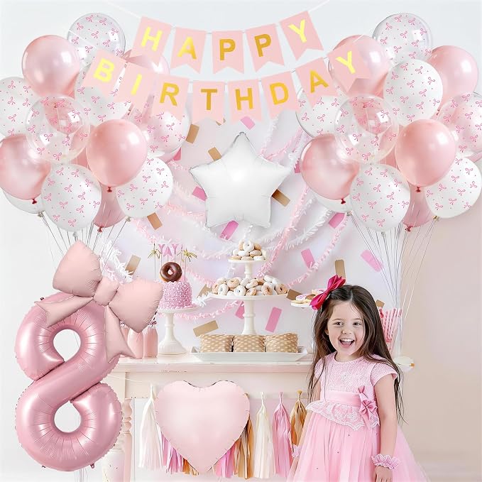 8th Pink Bow Birthday Decorations - Image 9