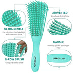 hair Brush Set for Afro America/African Hair, Textured 3a to 4c -Detangler Brush,9 row hair brush,Wide Tooth Comb,Rat Tail Comb (Green)