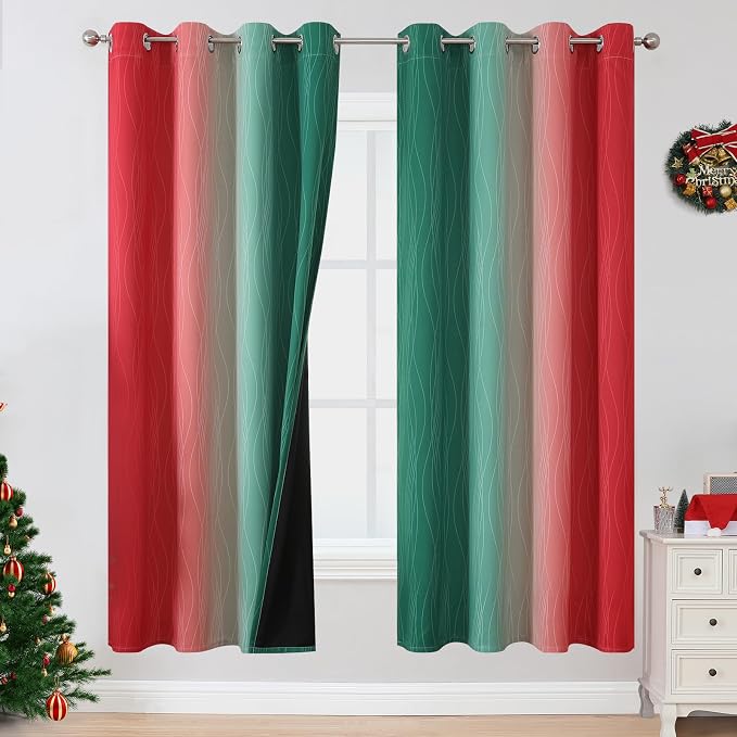 Red and Green Blackout Curtains by ESTELARTEXTILER