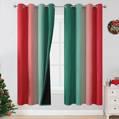 Red and Green Blackout Curtains by ESTELARTEXTILER