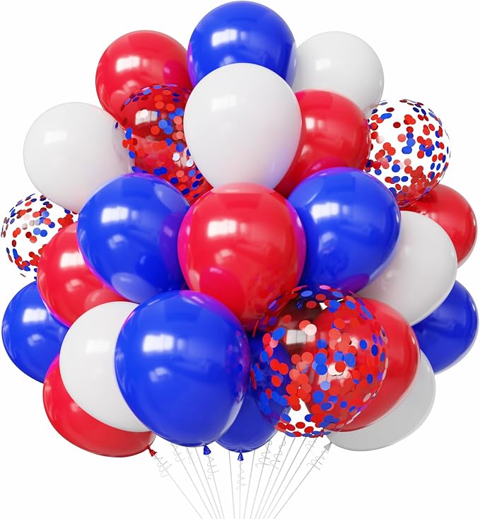 Red White and Blue Latex Balloons 50pcs 12 Inches | by PATYDECRO