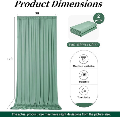 12ft x 10ft Grayish Green Backdrop Curtains - Image 7