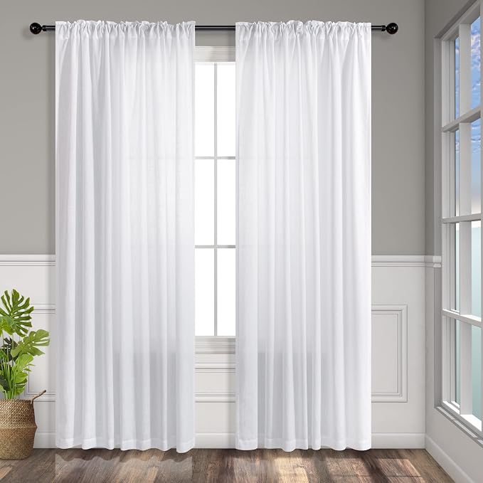 White Textured Curtains 72 Inch Length - Image 8