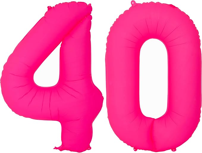 Pink Birthday Number 40 Balloons 40IN Fluorescent Pink 40 Foil Balloon | by YOIOZAIZAI