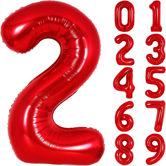 Number Balloons Red Party Balloon by United-UnicornsParty