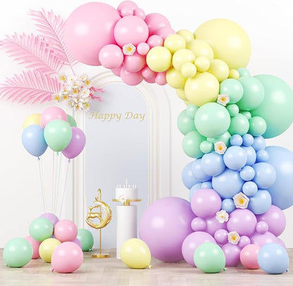 Voircoloria 130pcs Pastel Balloons Garland Arch Kit, 18 12 10 5 Inch | by Voircoloria