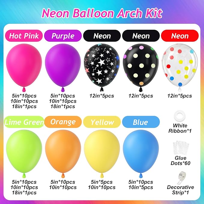 131pcs Neon Balloon Arch Kit - Image 2